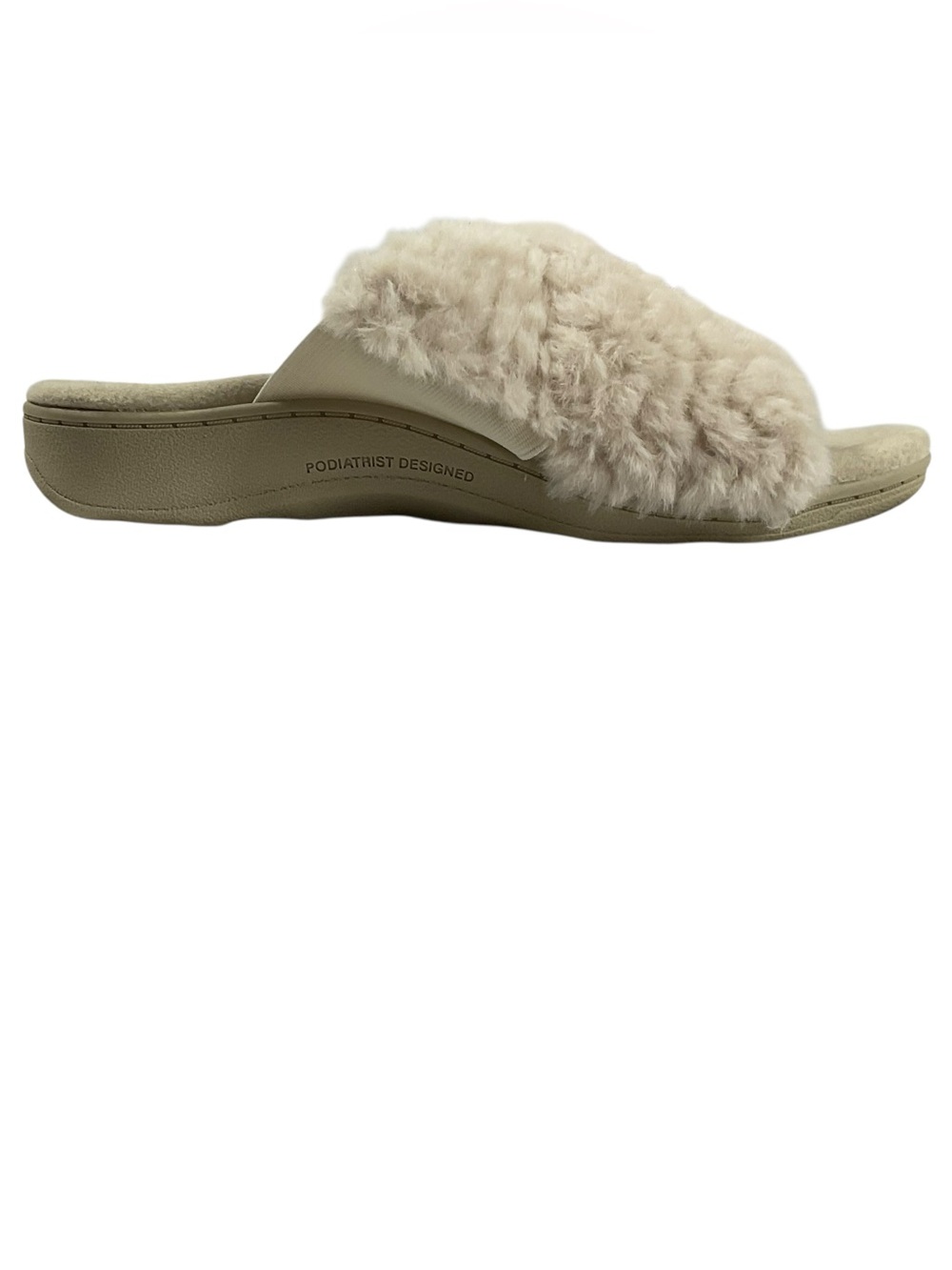 Vionic Relax II Cream Shearling Faux Fur Slide Slippers Size 7 Comfort - Picture 5 of 7